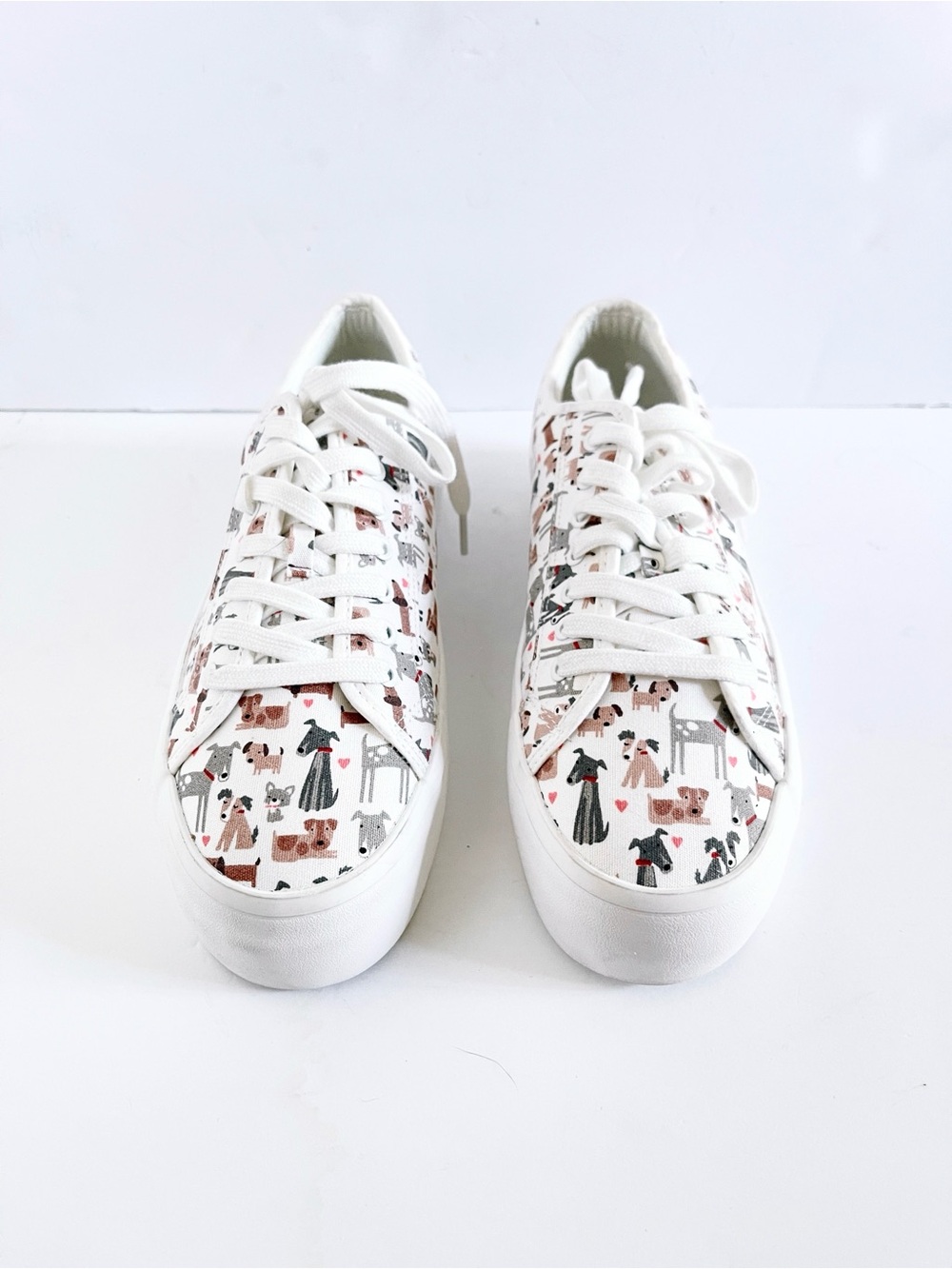 NWOT CYNTHIA ROWLEY White Canvas Sneakers with Playful Animal Print - Picture 6 of 7